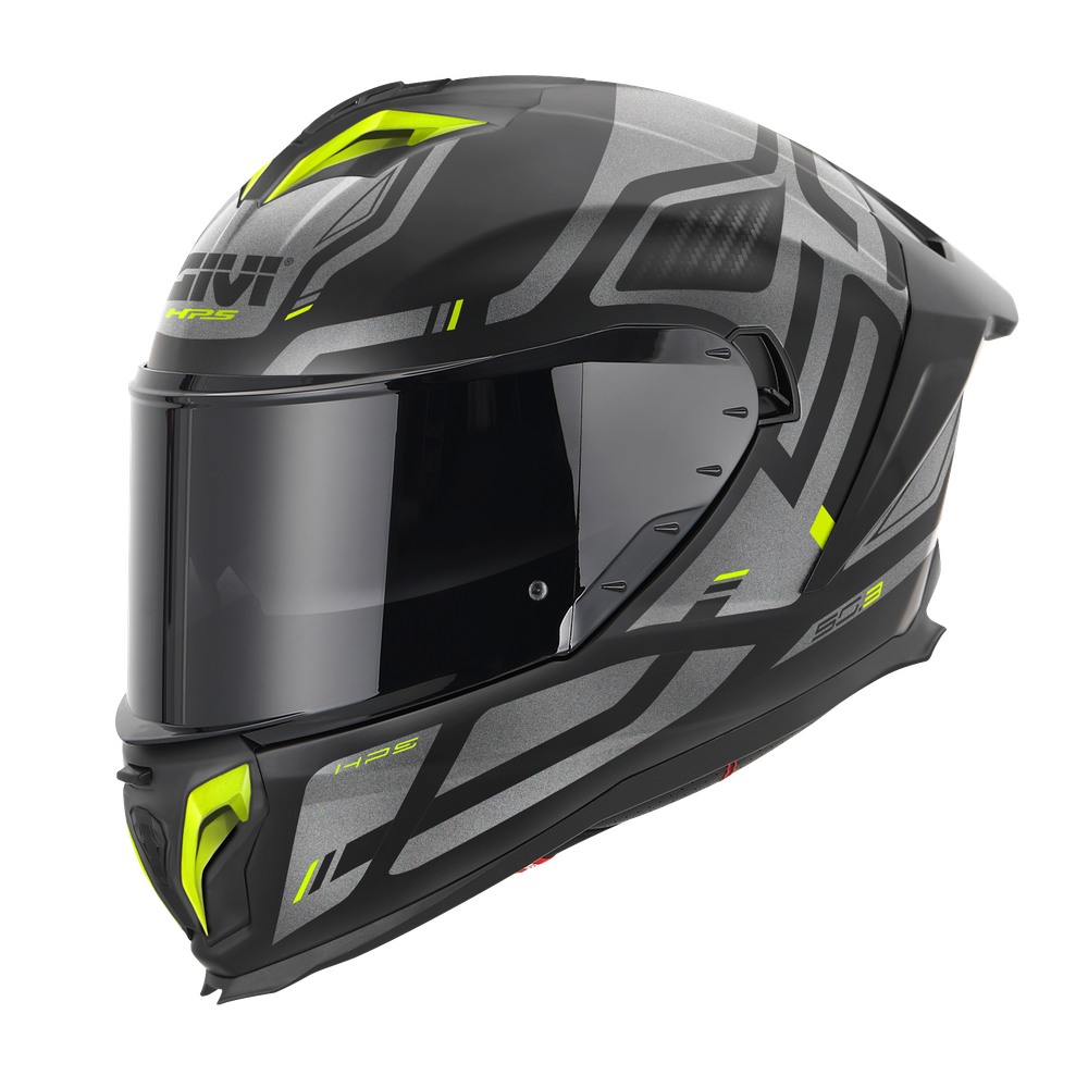 Casco GIVI INTEGRALE 50.3 QUASAR (Nero opaco / titanio / giallo); codice articolo: H503FQSBY; immagine still-life trequarti sinistra