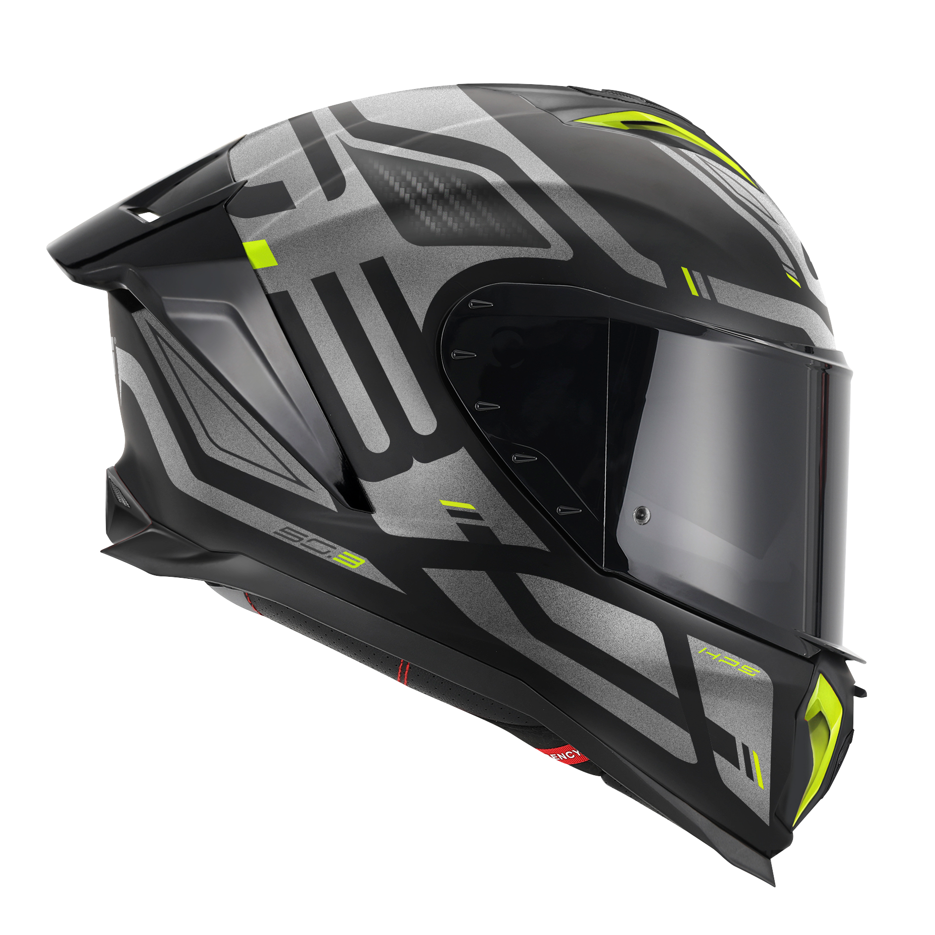 Helmet INTEGRALE 50.3 QUASAR (Matt black / titanium / yellow) GIVI article code: H503FQSBY; image still-life side right