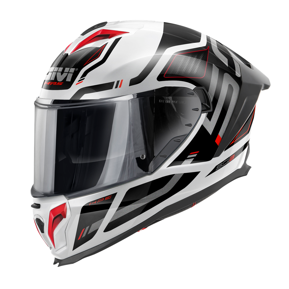 Casco GIVI INTEGRALE 50.3 QUASAR (Bianco / nero / rosso); codice articolo: H503FQSWR; immagine still-life trequarti sinistra