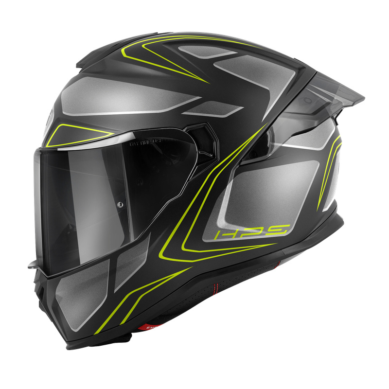 Helmet INTEGRALE 55.1 ZEPHIR (Matt black / silver / titanium / neon yellow) GIVI article code: H551FZPBY; image still-life side left
