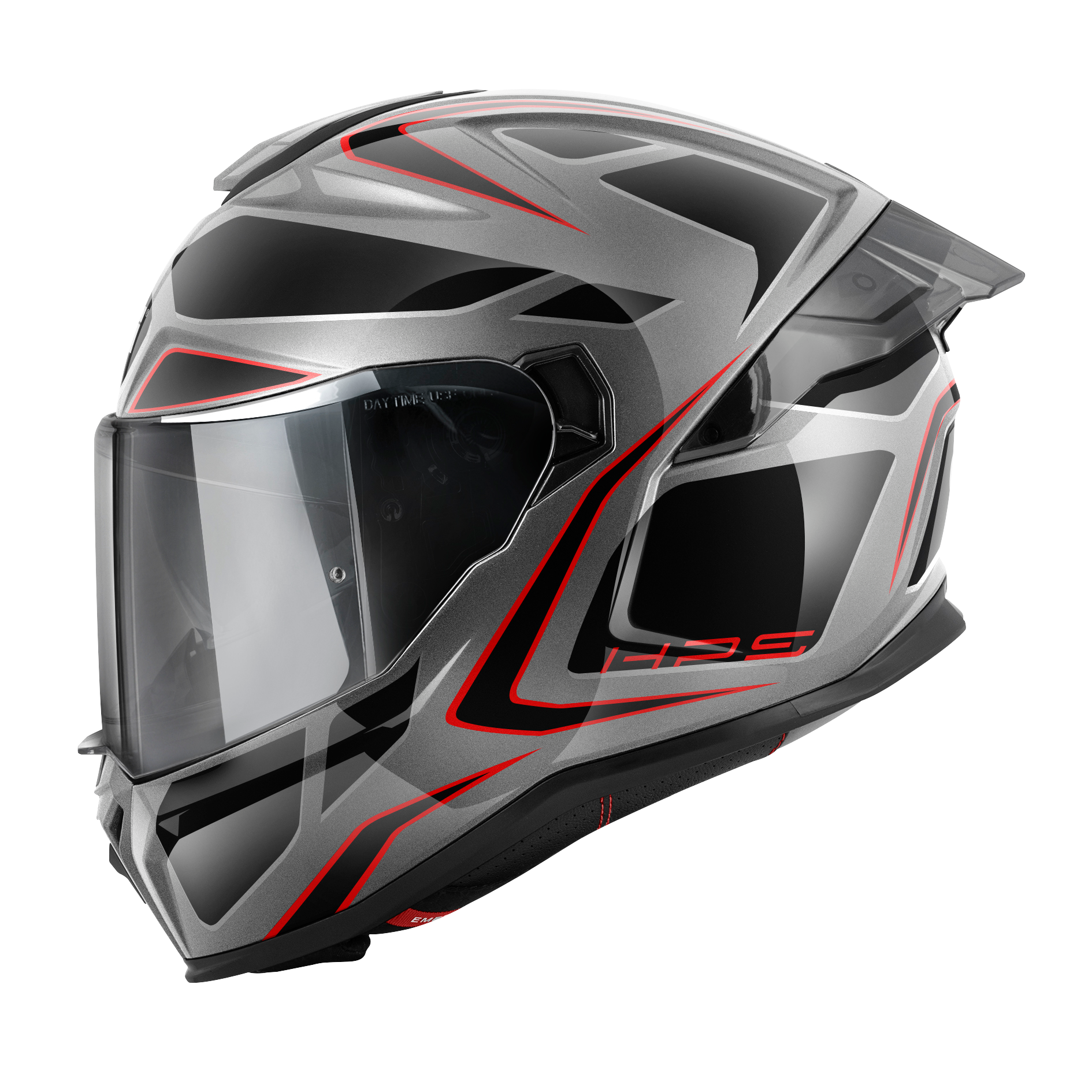 Helmet INTEGRALE 55.1 ZEPHIR (Metal titanium / black / silver / red) GIVI article code: H551FZPTR; image still-life side left
