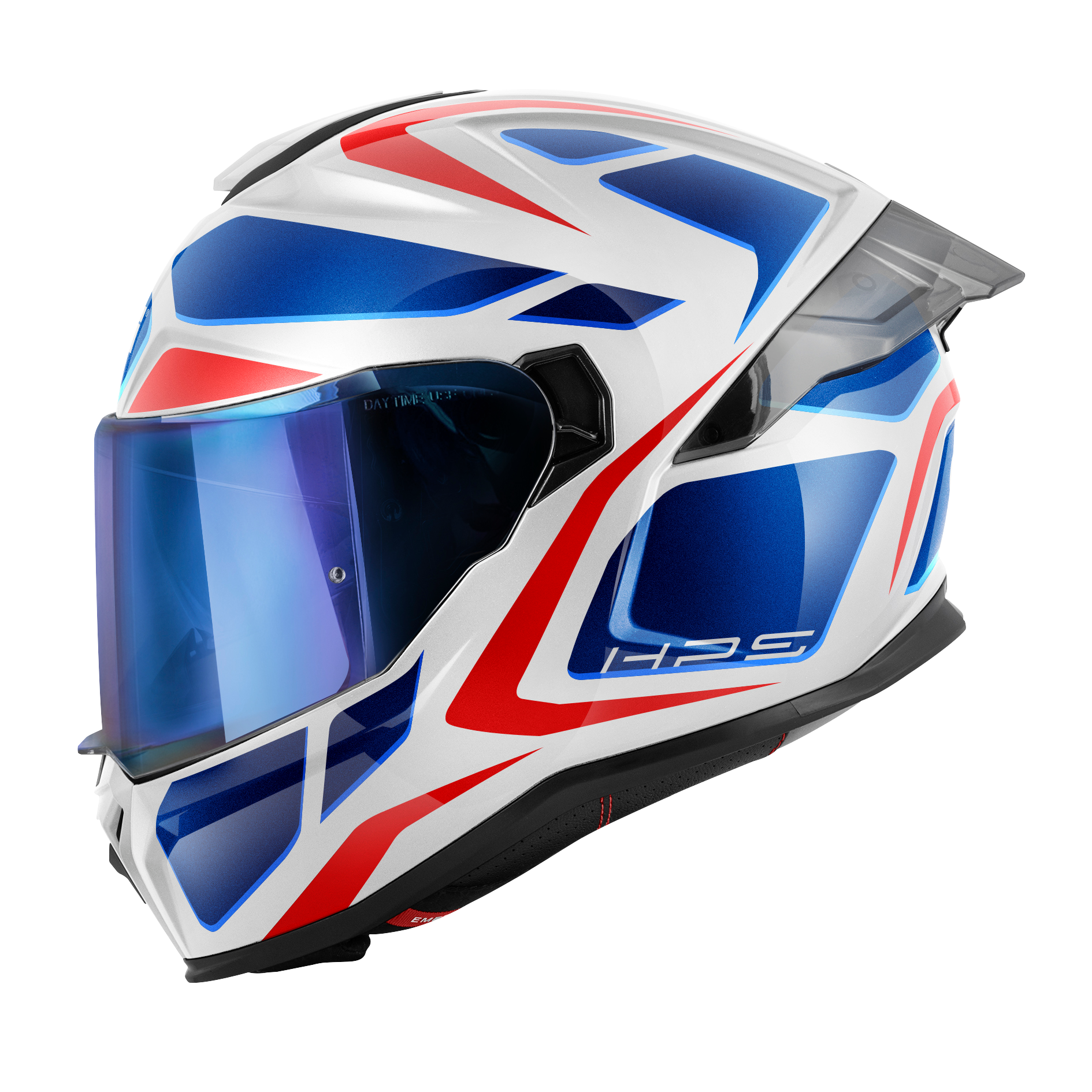 Helmet INTEGRALE 55.1 ZEPHIR (White / red / metal blue) GIVI article code: H551FZPWL; image still-life side left