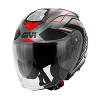 Casco GIVI JET X25 TRACE (Titanio opaco / nero / rosso); codice articolo: HX25FTCTR; immagine still-life trequarti sinistra