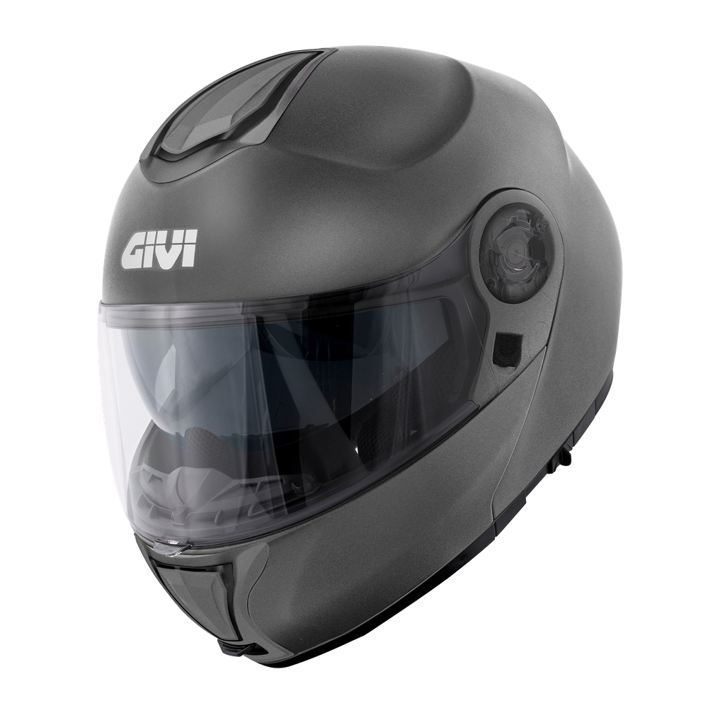 Casco GIVI FLIP-UP X26 SOLID COLOR (Titanio opaco); codice articolo: HX26BG768; immagine still-life trequarti sinistra