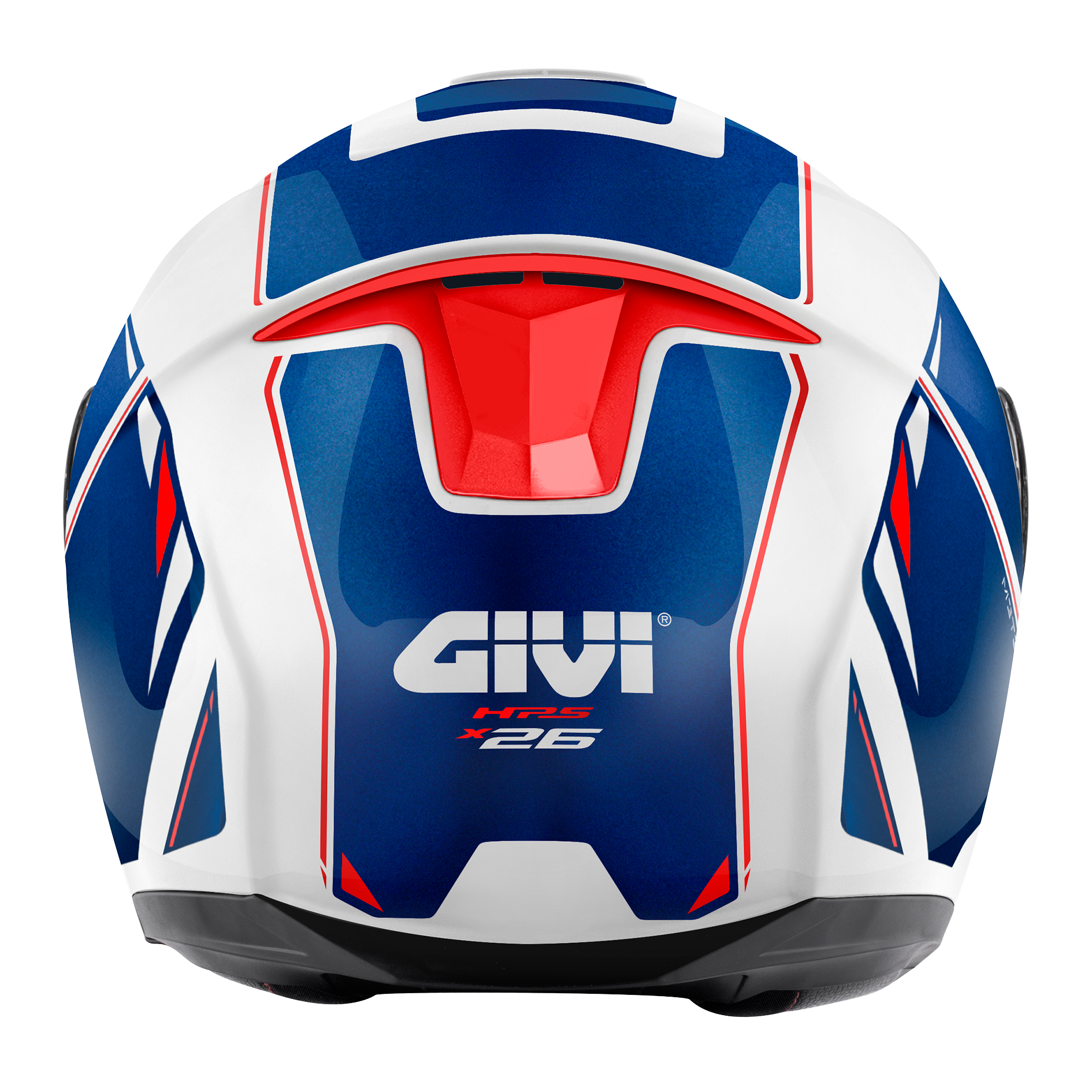 Helmet FLIP-UP X26 SQUARE (Metal white) GIVI article code: HX26FQRWL; image still-life back