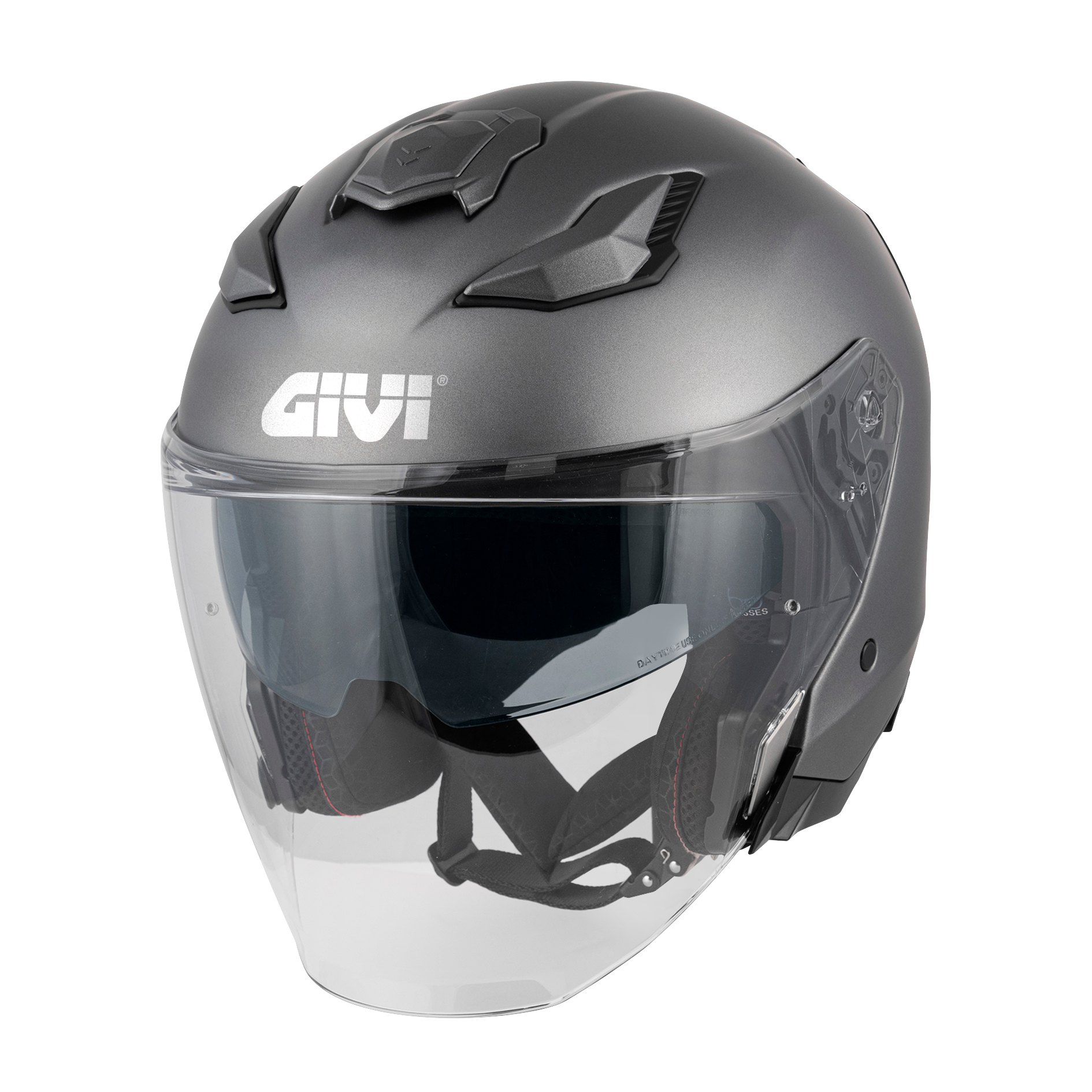 Helmet JET X31 SOLID COLOR (Matt titanium) GIVI article code: HX31BG768; image still-life main left