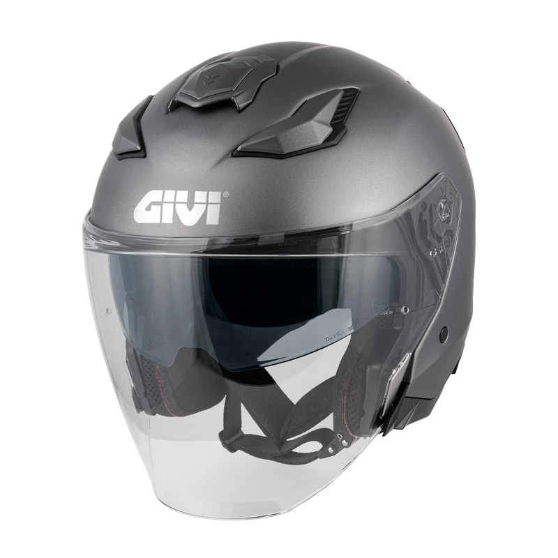 Helmet JET X31 SOLID COLOR (Matt titanium) GIVI article code: HX31BG768; image still-life main left