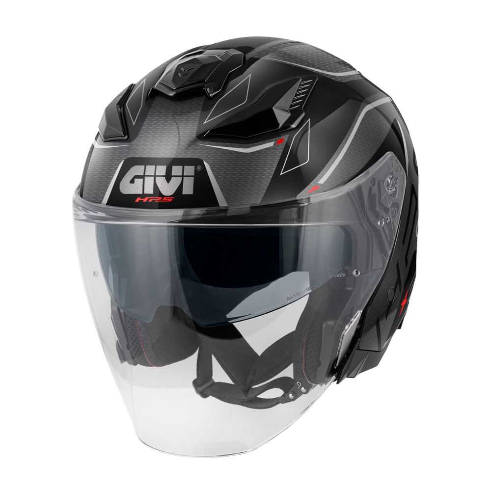 Casco GIVI JET X31 IMPACT (Nero / titanio scuro / rosso); codice articolo: HX31FMPBS; immagine still-life trequarti sinistra