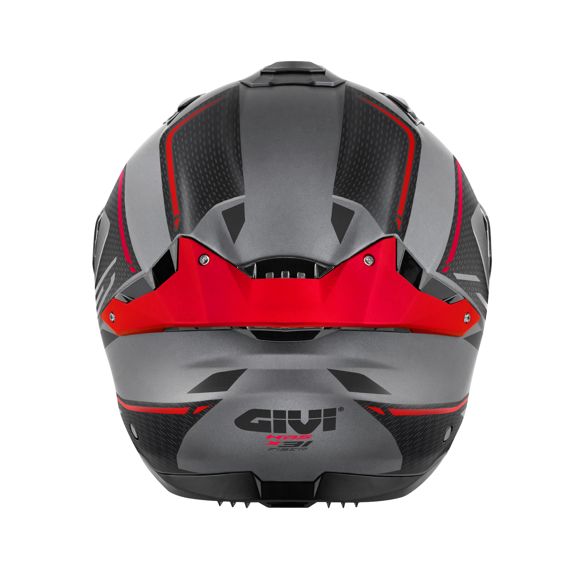 Helmet JET X31 IMPACT (Matt titanium / black / red) GIVI article code: HX31FMPTR; image still-life back