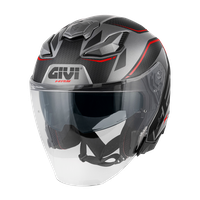 Casco GIVI JET X31 IMPACT (Titanio opaco / nero / rosso); codice articolo: HX31FMPTR; immagine still-life trequarti sinistra