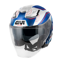 Casco GIVI JET X31 IMPACT (Bianco / metallo blu / blu / rosso); codice articolo: HX31FMPWL; immagine still-life trequarti sinistra