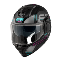 Casco GIVI Flip-Back X36 VERTIGO (Nero / fucsia); codice articolo: HX36FVRBF; immagine still-life trequarti