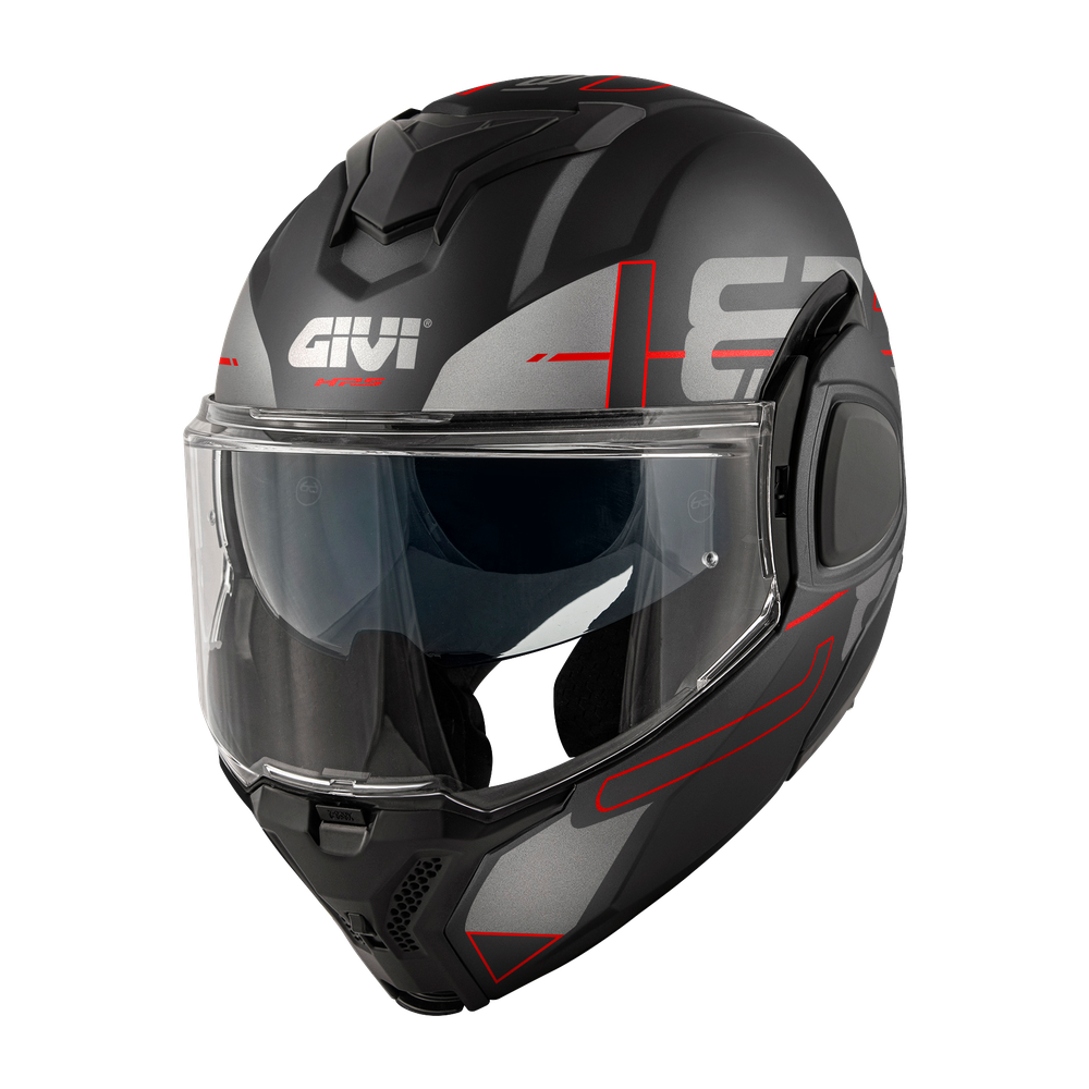 Casco GIVI Flip-Back X36 VERTIGO (Nero opaco / rosso); codice articolo: HX36FVRBR; immagine still-life trequarti