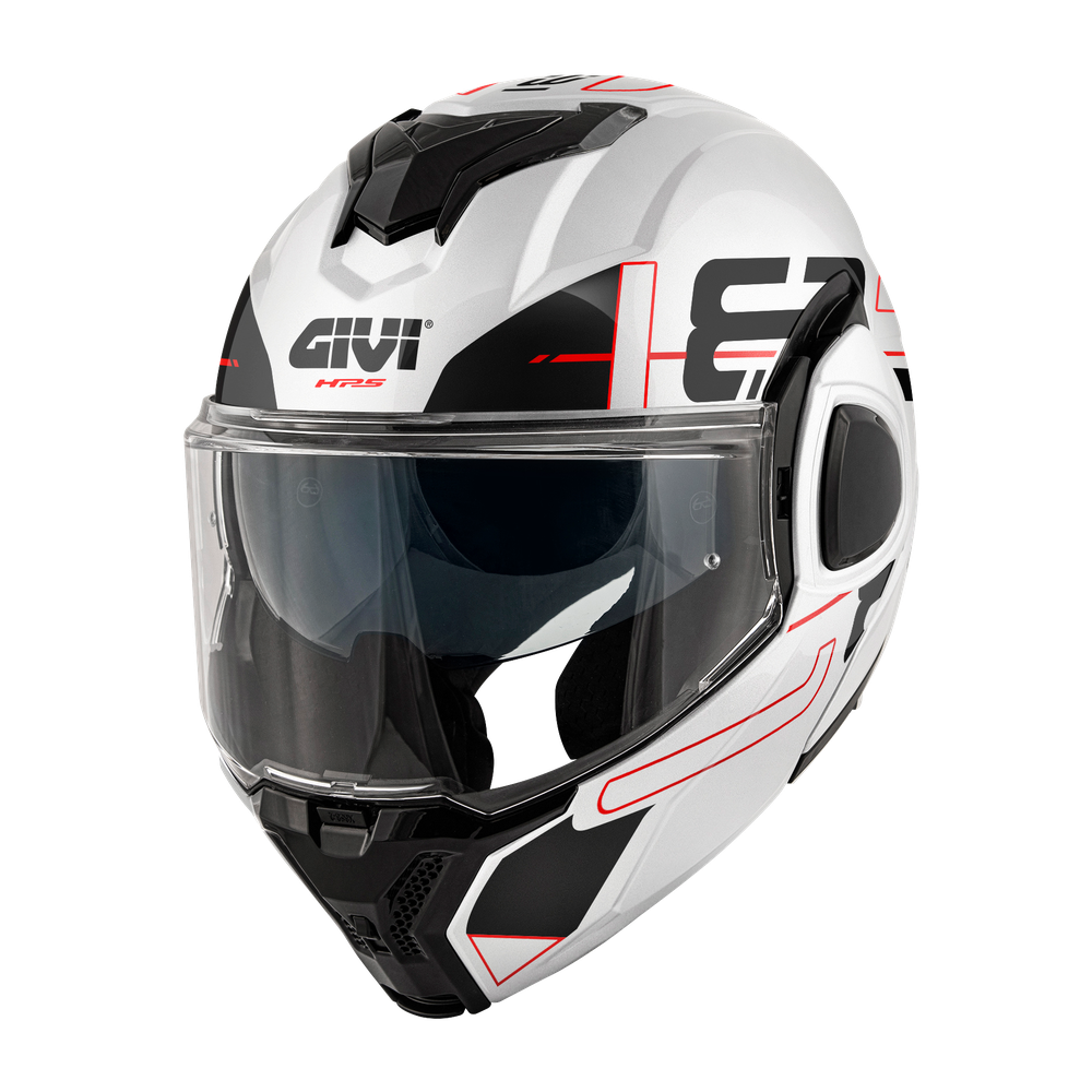 Casco GIVI Flip-Back X36 VERTIGO (Bianco / nero / rosso); codice articolo: HX36FVRWB; immagine still-life trequarti