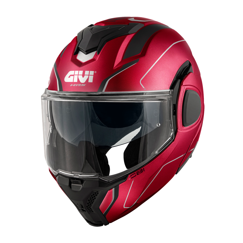 Casco GIVI Flip-Back X36 FIBER PULSE (Bordeaux / nero / argento); codice articolo: HX36RPLRX; immagine still-life trequarti