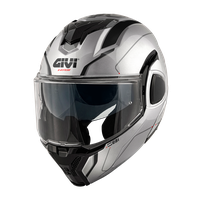 Casco GIVI Flip-Back X36 FIBER PULSE (Argento / nero / grigio); codice articolo: HX36RPLSB; immagine still-life trequarti