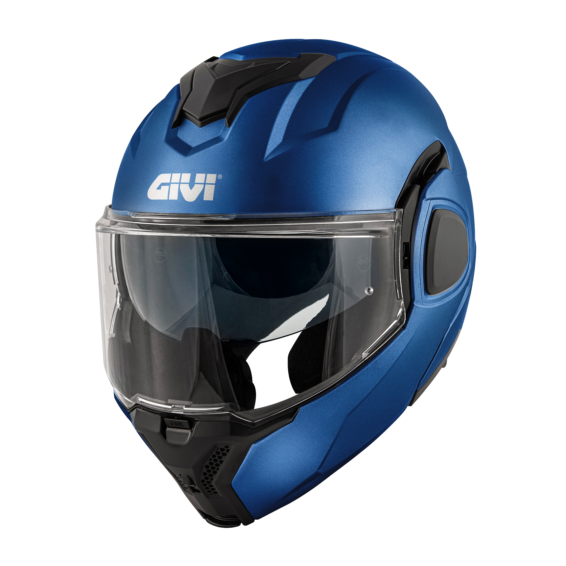 Casco GIVI Flip-Back X36 FIBER (Blu metallo opaco); codice articolo: HX36SB509; immagine still-life trequarti sinistra