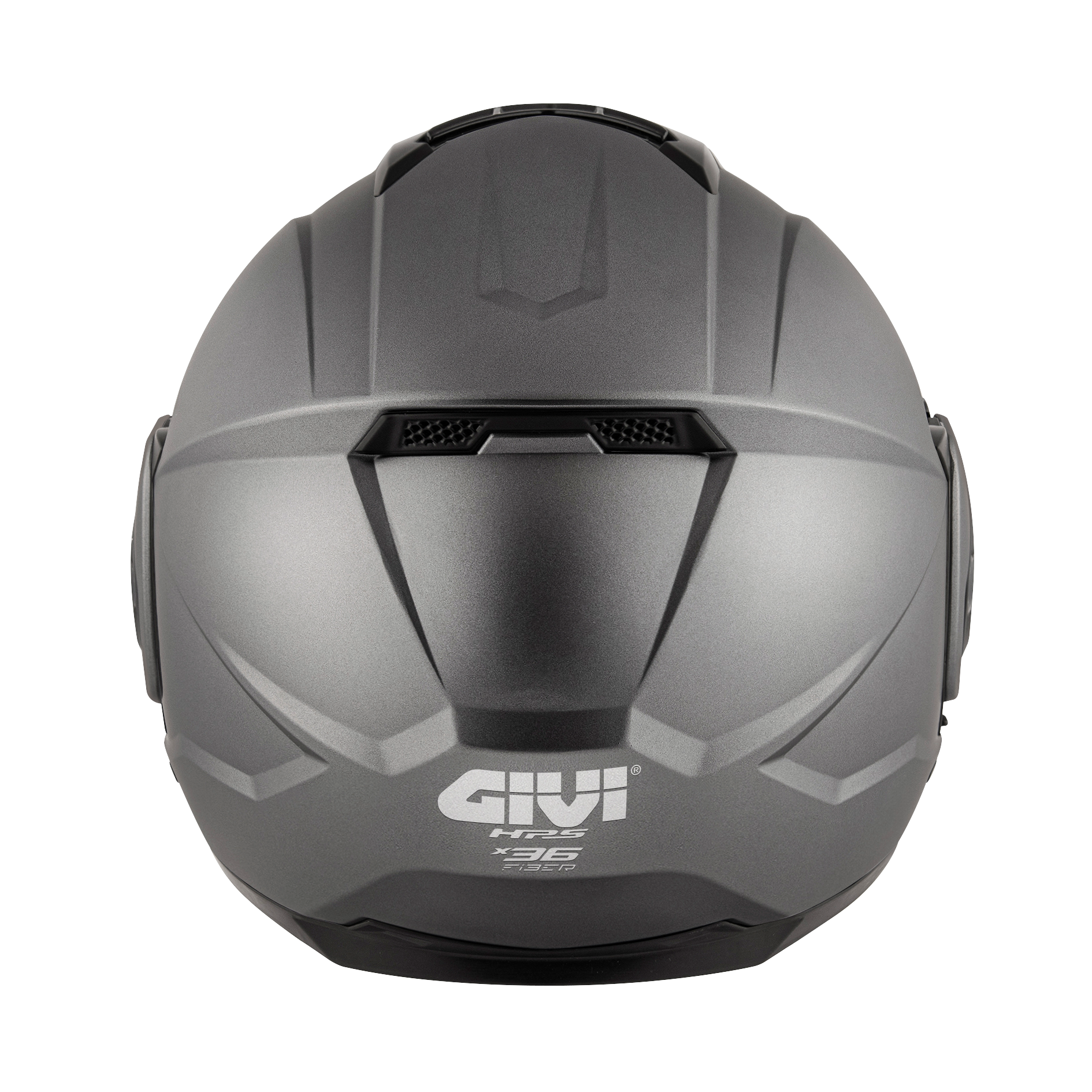 Helmet Flip-Back X36 FIBER (Matt titanium) GIVI article code: HX36SG768; image still-life back