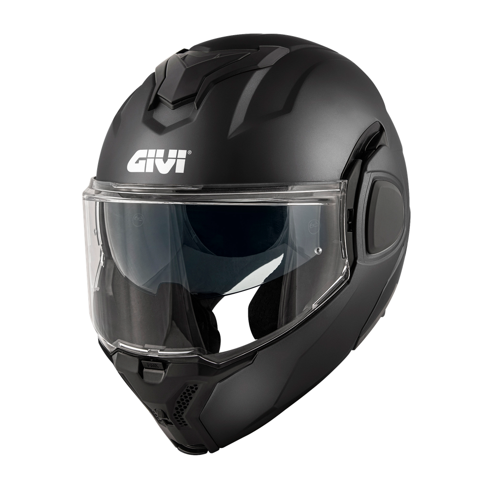 Casco GIVI Flip-Back X36 FIBER (Nero opaco); codice articolo: HX36SN900; immagine still-life trequarti sinistra