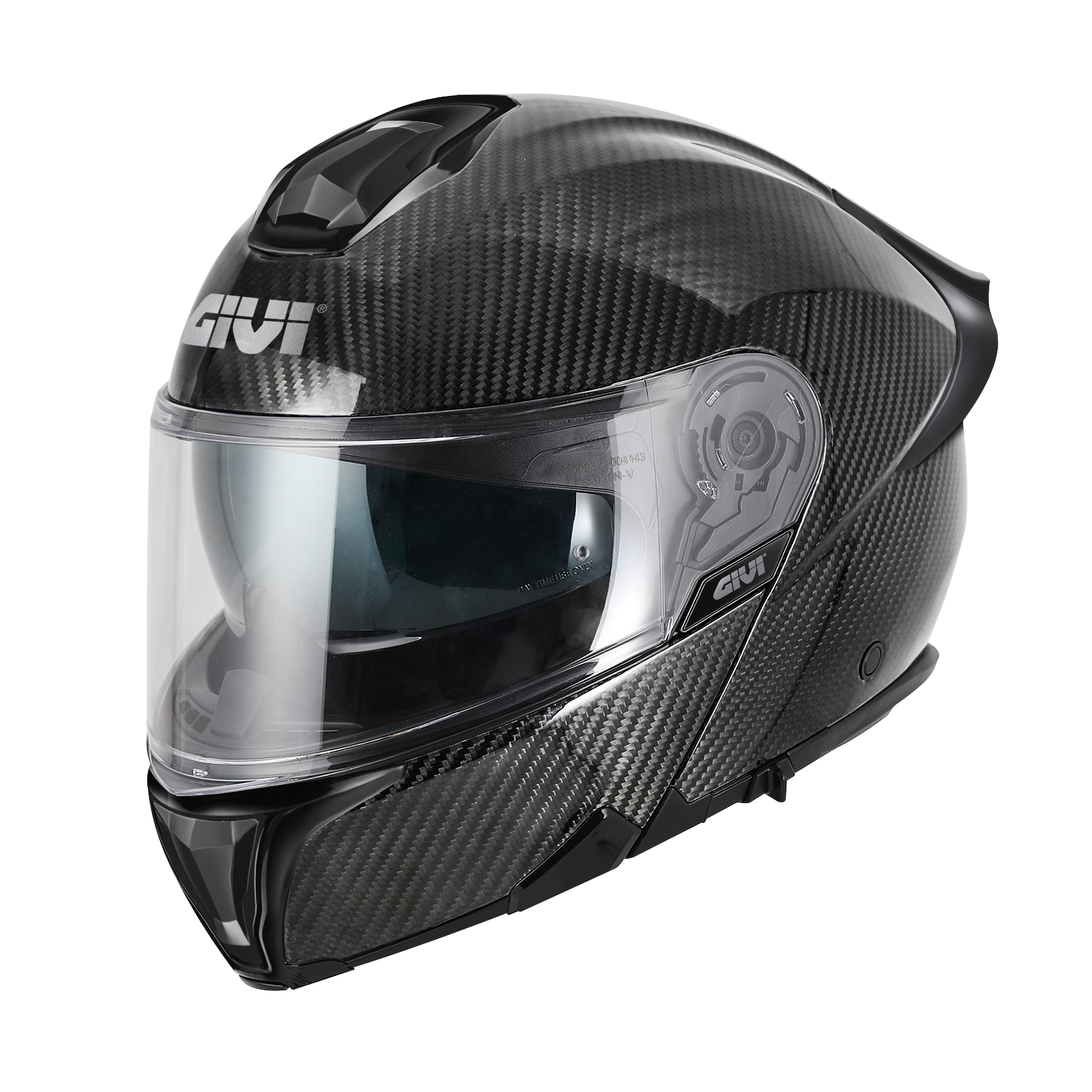 Helmet FLIP-UP X50 CARBON SOLID COLOR (Carbon) GIVI article code: HX50CCRSD; image still-life main left