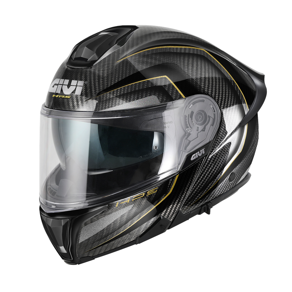 Casco GIVI FLIP-UP X50 CARBON (nero / oro); codice articolo: HX50DCRBN; immagine still-life trequarti sinistra