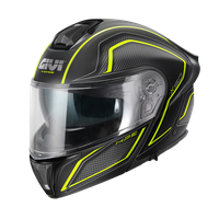 Casco GIVI FLIP-UP X50 FIBER HOLOGRAM (Nero opaco / titanio / giallo); codice articolo: HX50FHGBY; immagine still-life trequarti sinistra