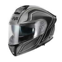 Casco GIVI FLIP-UP X50 FIBER HOLOGRAM (Titanio opaco / nero / grigio); codice articolo: HX50FHGTB; immagine still-life trequarti sinistra