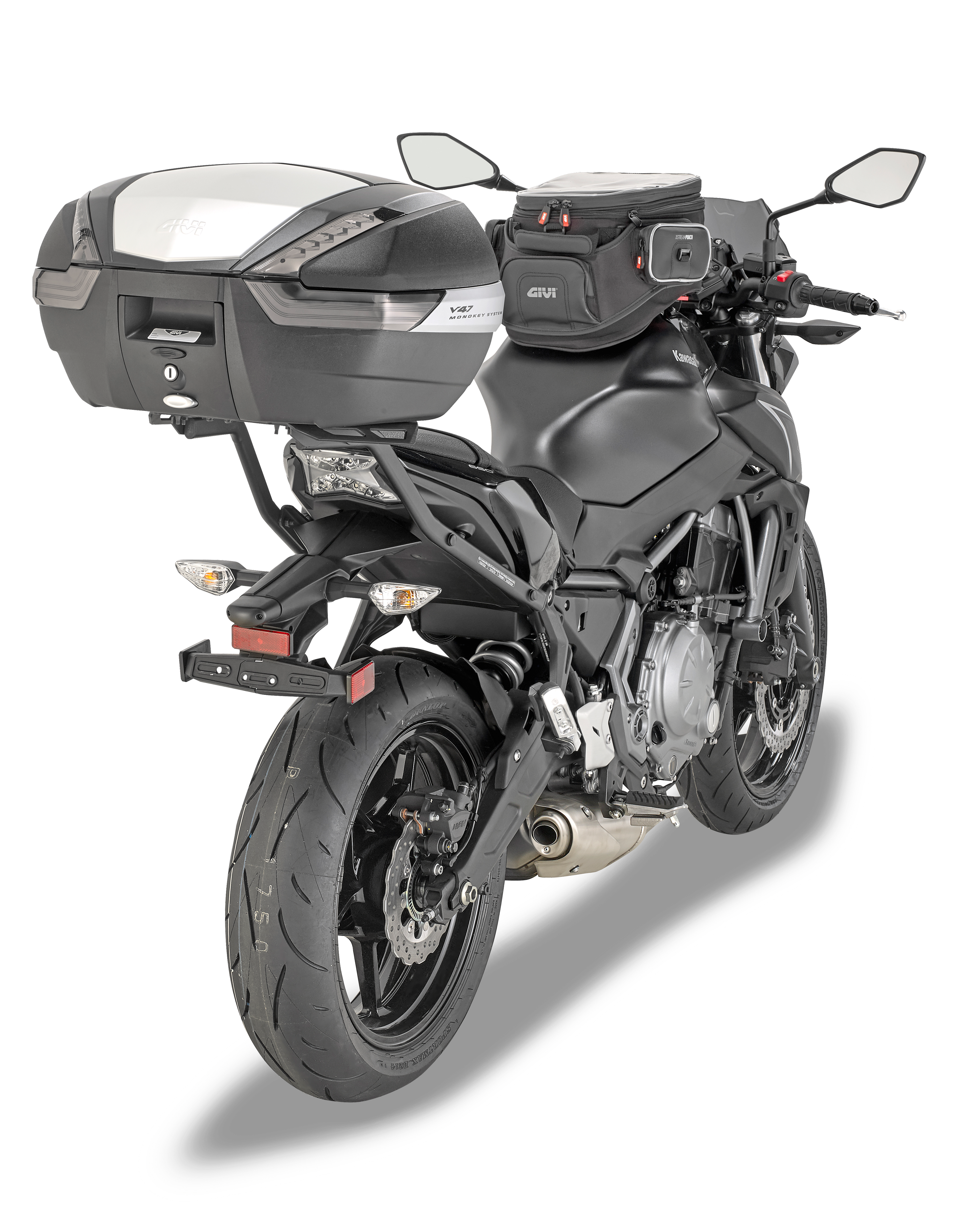Bauletto GIVI V47NT montato con 4117FZ su Kawasaki Z 650 (17)