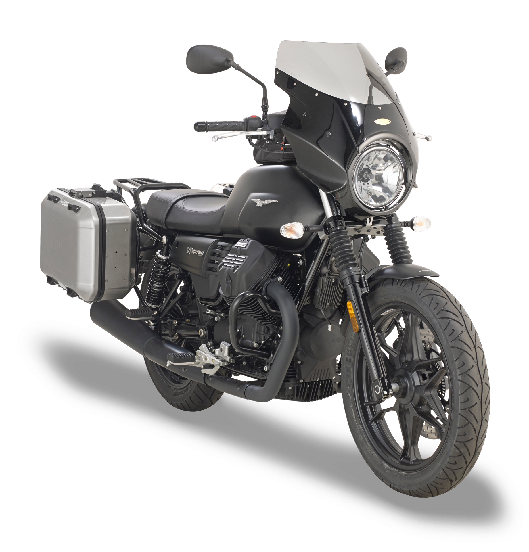 A8201A specific fitting kit GIVI mounted with A800N on Moto Guzzi V7 III Stone (17)