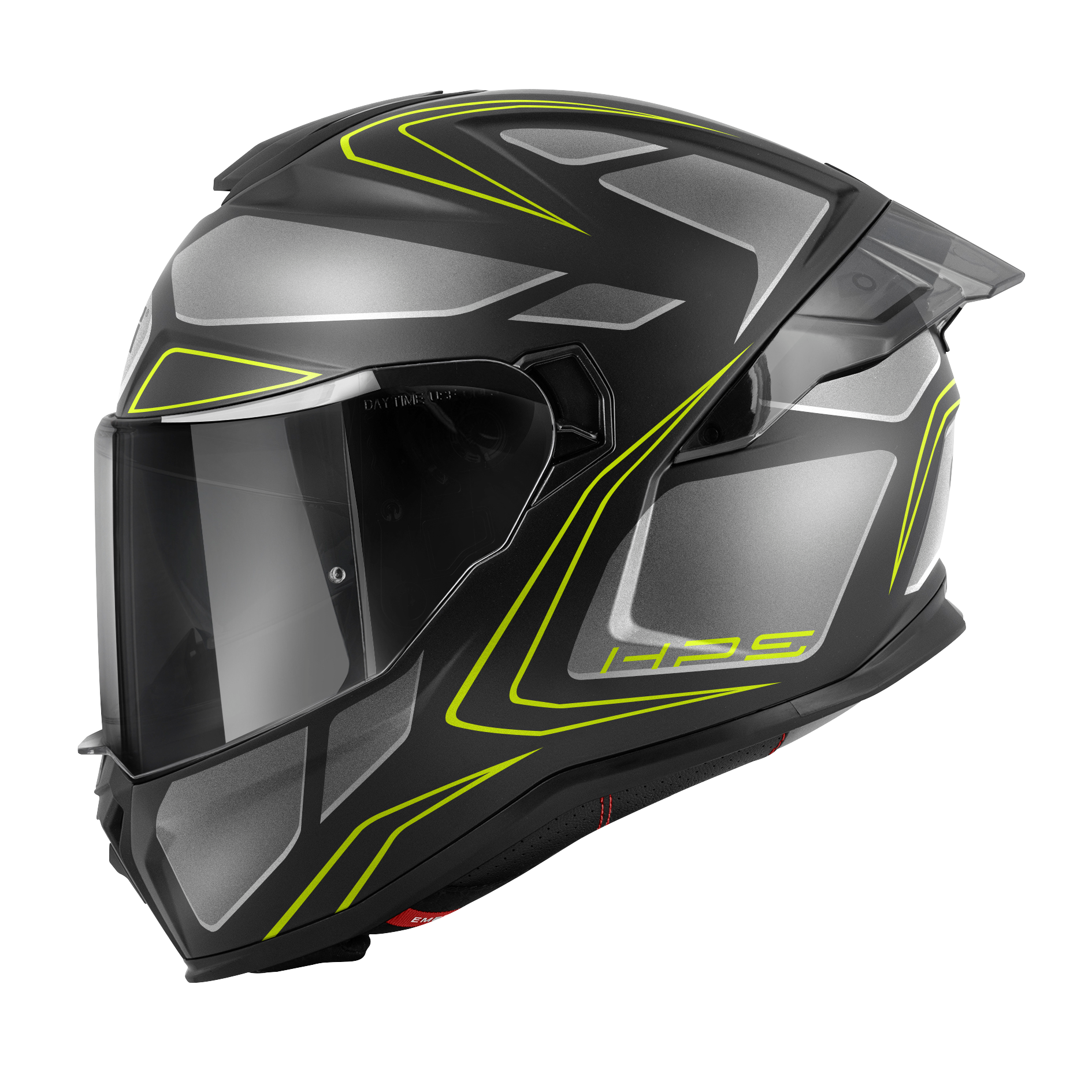 Helmet INTEGRALE 55.1 ZEPHIR (Matt black / silver / titanium / neon yellow) GIVI article code: H551FZPBY; image still-life side left