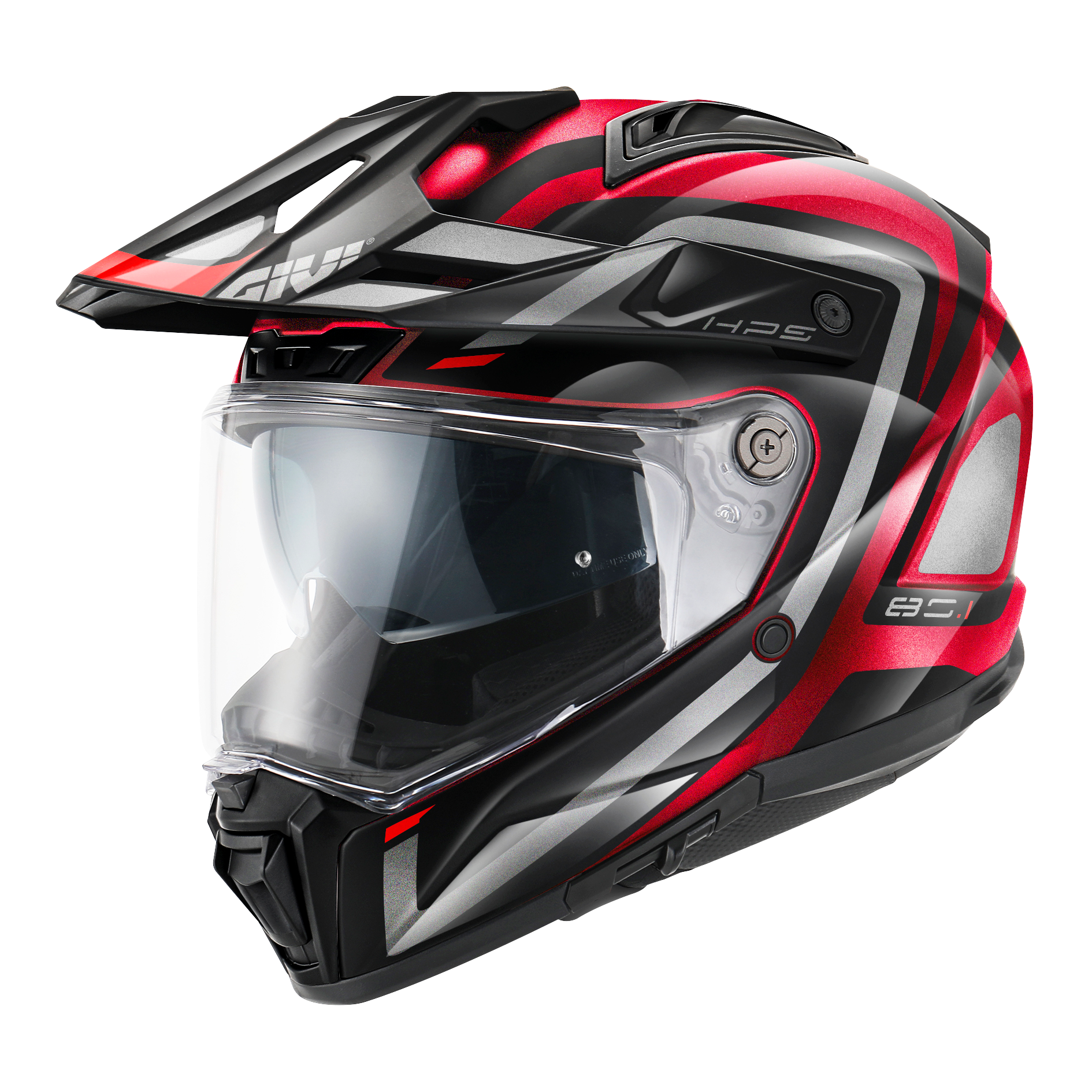 Helmet INTEGRALE 80.1 APEX (Metal burgundy / titanium / red / black) GIVI article code: H801FAXXB; image still-life main left