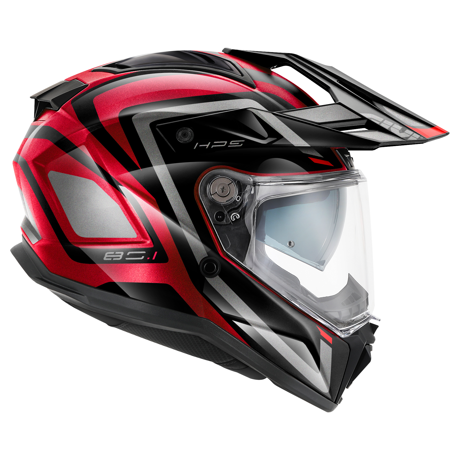 Helmet INTEGRALE 80.1 APEX (Metal burgundy / titanium / red / black) GIVI article code: H801FAXXB; image still-life side right