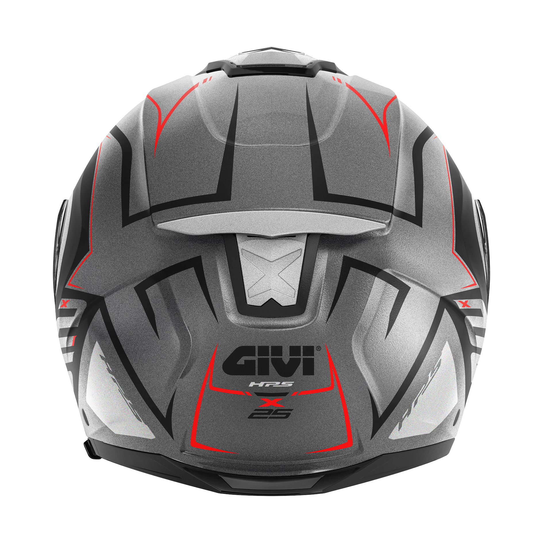 Helmet JET X25 TRACE (Matt titanium / black / red) GIVI article code: HX25FTCTR; image still-life back