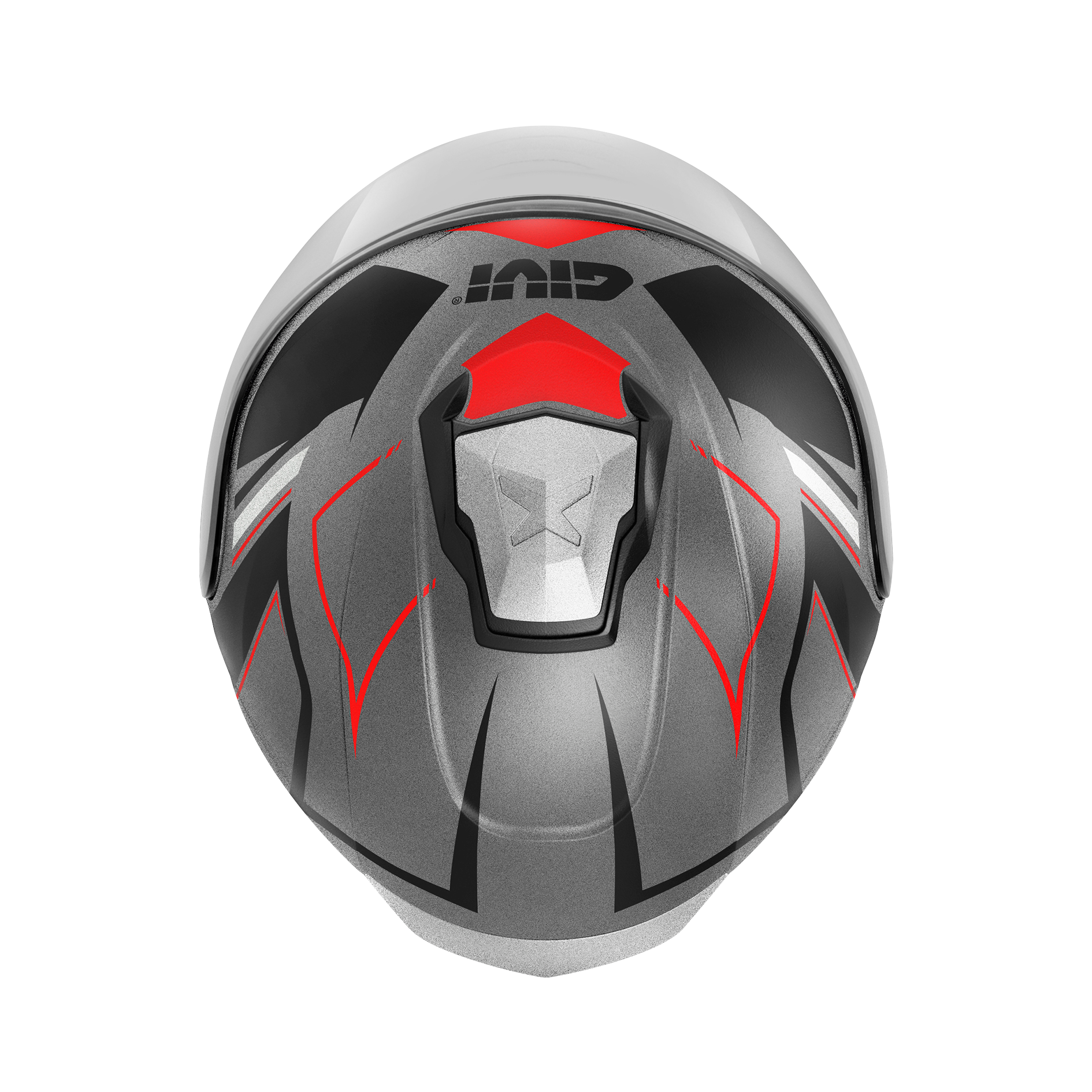 Helmet JET X25 TRACE (Matt titanium / black / red) GIVI article code: HX25FTCTR; image still-life top