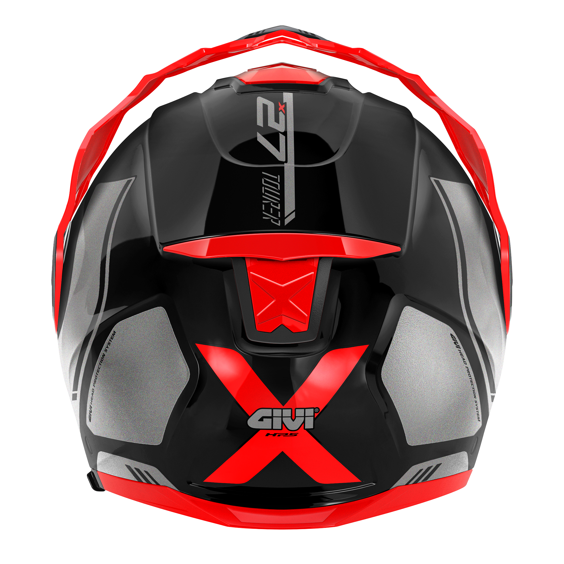 Helmet FLIP-UP X27 TOURER GRAPHIC (Black / red) GIVI article code: HX27RTRBR; image still-life back