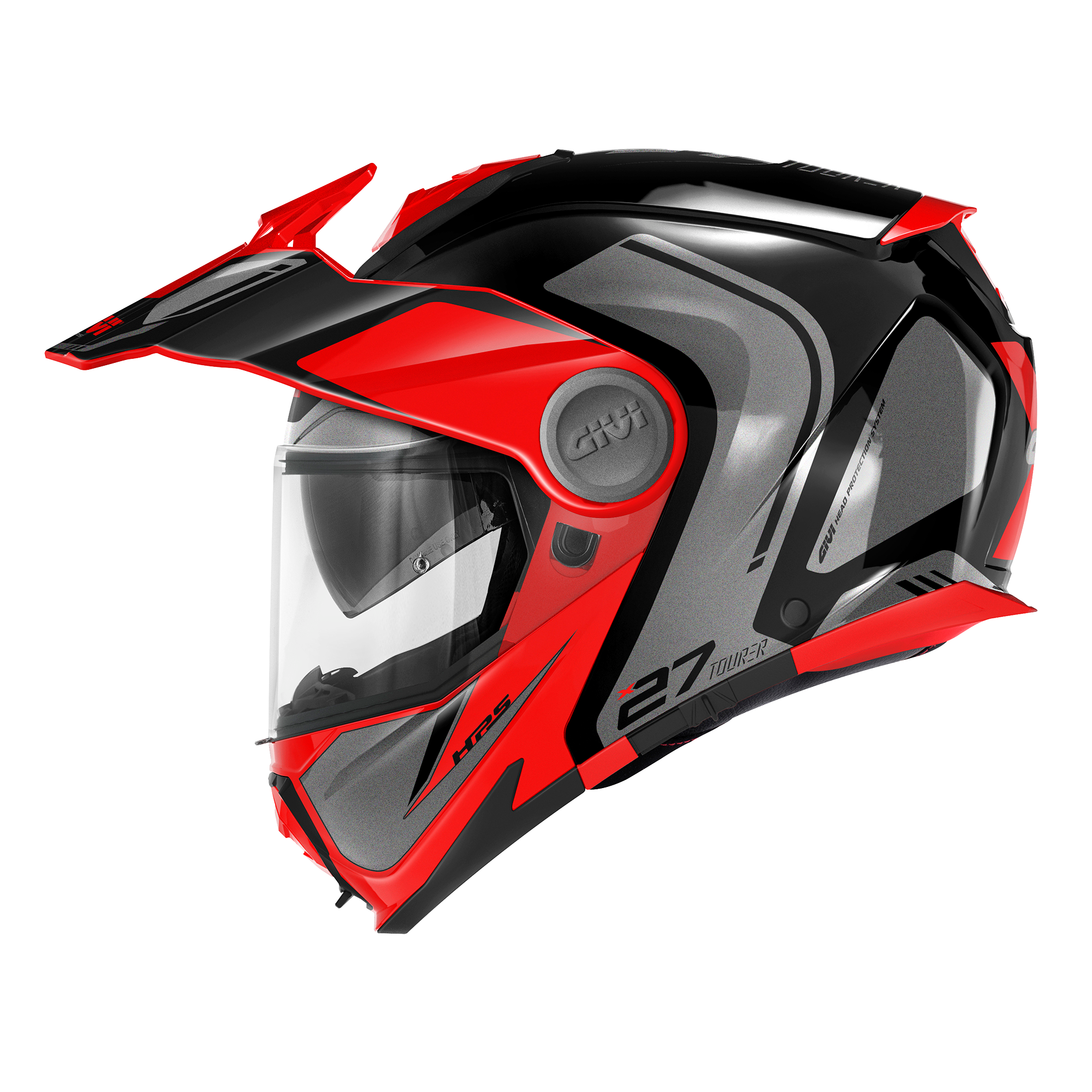 Helmet FLIP-UP X27 TOURER GRAPHIC (Black / red) GIVI article code: HX27RTRBR; image still-life side left